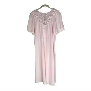 Vintage Shadowline pink nylon button front nightgown